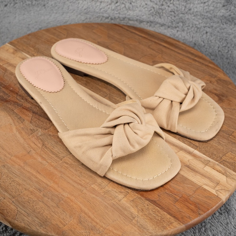 J Crew Factory Women's Chino Cotton Knot Slide Sandals Size 10